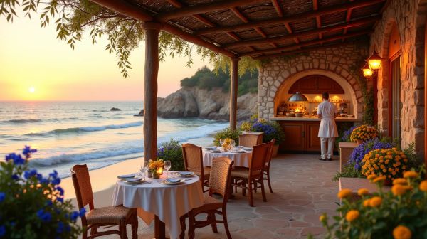 Savourez les spécialités méditerranéennes au restaurant de la plage d'Arone